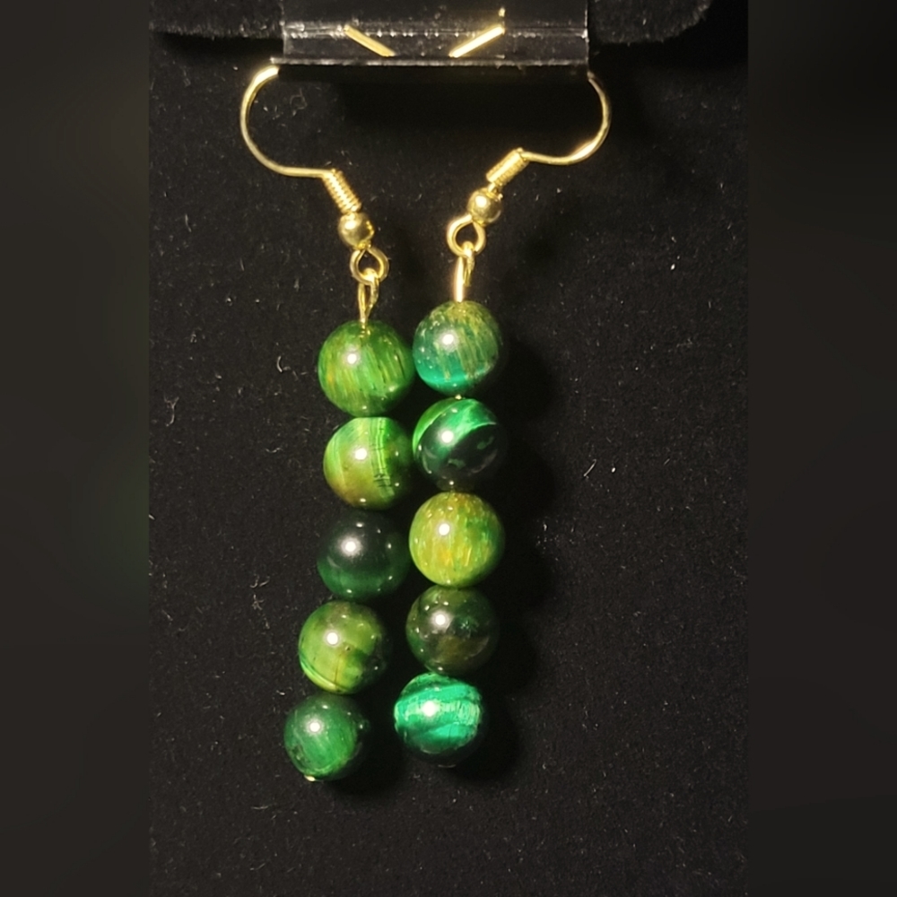 Green Turquoise Crystal Earrings